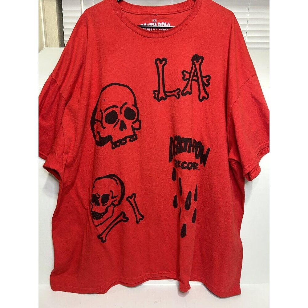 Death Row Records Shirt Mens 4XL Double Sided Graphic LA Skull Bones Ripple